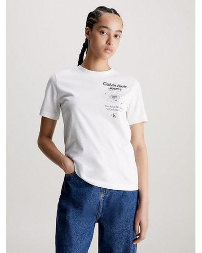 Calvin Klein Relaxed T-shirt Met Print Achterkant - Wit