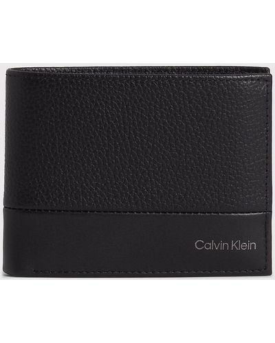 Calvin Klein Leather Trifold Wallet - - Black - Men - One Size - Noir