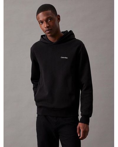 Calvin Klein Sweat-shirt à capuche en coton - Noir