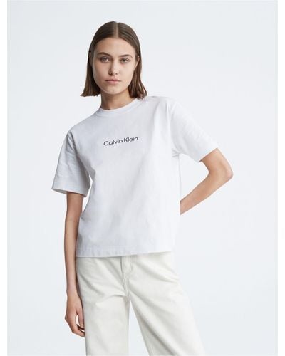 Calvin Klein Relaxed Fit Standard Logo Crewneck T-shirt - White