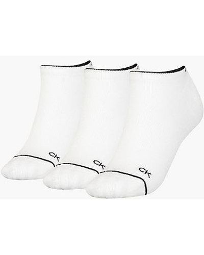 Calvin Klein 3 Pack Ankle Socks - - White - Women - One Size - Wit
