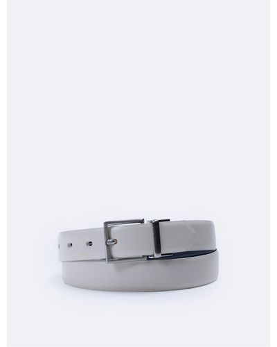 Calvin Klein Solid Reversible Harness Buckle Belt - White