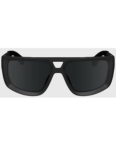 Calvin Klein Aangepaste Rechthoekige Zonnebril Ckj24605s - Zwart
