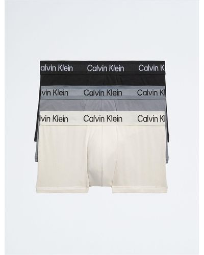 Calvin Klein 3-pack Microfiber Stretch Low-rise Trunk Underwear in Blue for  Men | Lyst