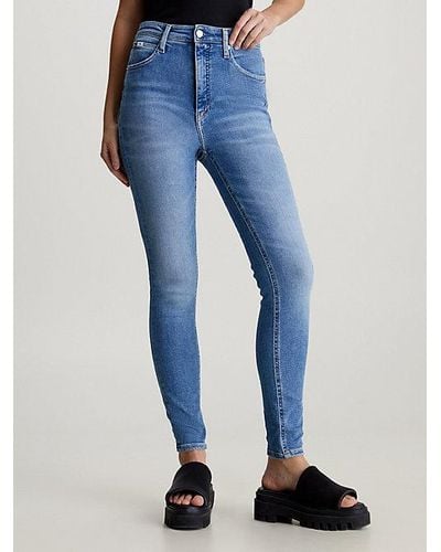 Calvin Klein High Rise Super Skinny Enkellange Jeans - Blauw