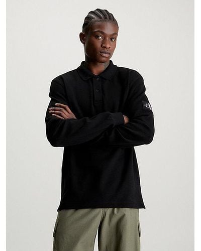 Calvin Klein Polo Met Lange Mouwen - Zwart