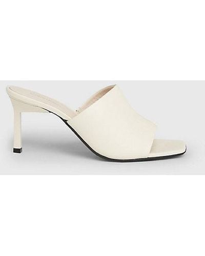 Calvin Klein Mules-Sandalen aus Leder mit Stiletto-Absatz - Weiß
