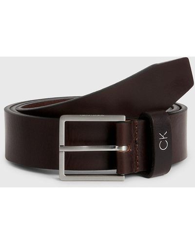 Calvin Klein Leather Belt - - Brown - Men - 90 cm - Marron