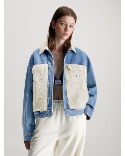 Calvin Klein Veste en jean et sherpa - Bleu