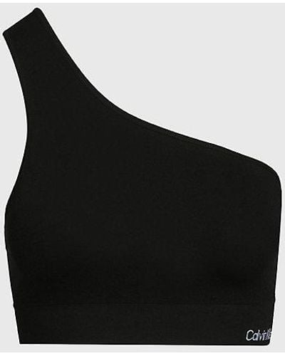Calvin Klein Parte de arriba de bikini asimétrico - CK Meta Essentials - Negro