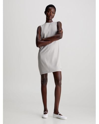 Calvin Klein Robe-tube en crêpe structuré - Blanc