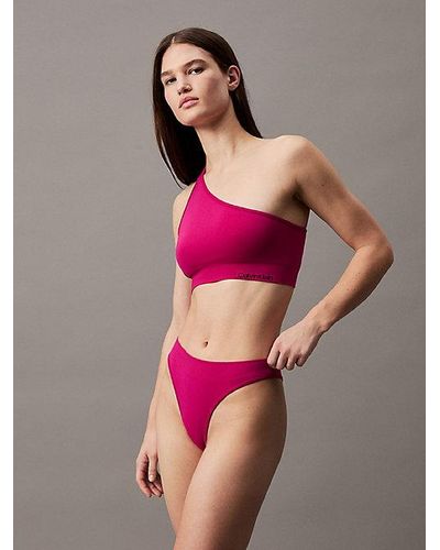 Calvin Klein One-shoulder Bikinitop - Ck Meta Essentials - Roze