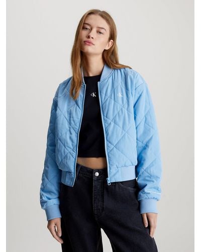 Calvin Klein Relaxed Quilted Bomber Jacket - Blue