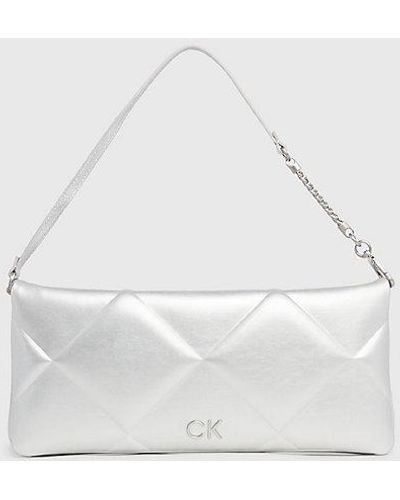 Calvin Klein Metallic Doorgestikte Clutchbag - Wit