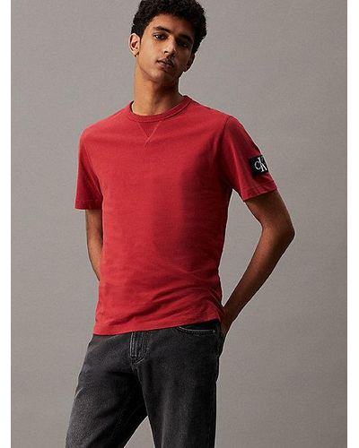 Calvin Klein Badge-T-Shirt aus Baumwolle - Rot