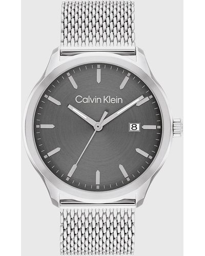 Calvin Klein Define Sterling Silver Fashion Analogue Quartz Watch - 25200352 - Metallic