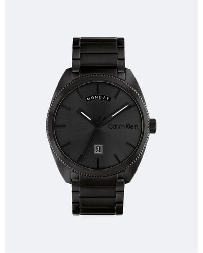Calvin Klein Sunray Dial Three Link Bracelet Watch - Black