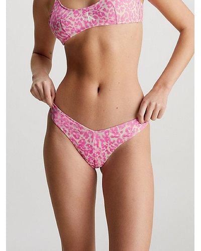Calvin Klein Partes de abajo de bikini brasileñas - CK Leopard - Rojo