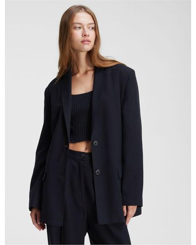 Calvin Klein Soft Twill Relaxed Blazer - Black