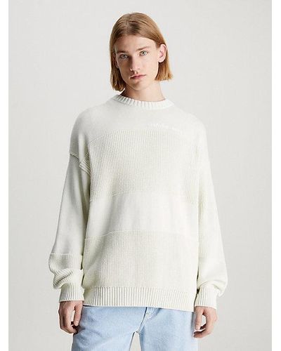 Calvin Klein Jersey de algodón de raya texturizada - Blanco