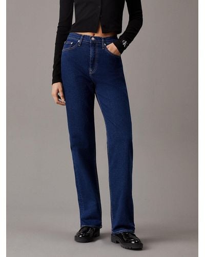 Calvin Klein High Rise Straight Jeans - Blue