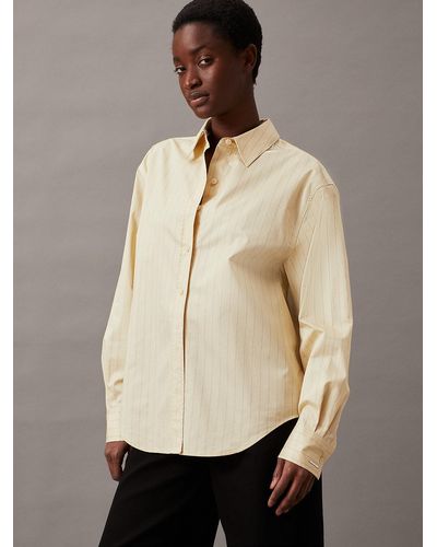 Calvin Klein Relaxed Cotton Satin Shirt - Natural