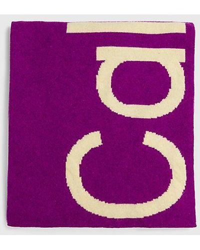 Calvin Klein Logo-Schal aus Wollgemisch - Lila