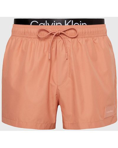 Calvin Klein Short de bain court avec double ceinture - Steel - Blanc