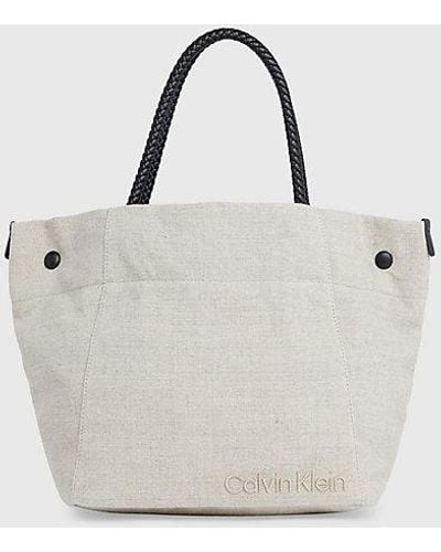 Calvin Klein Linnen Tote Bag - Wit