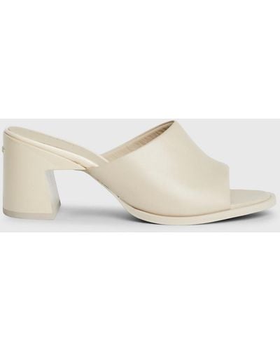 Calvin Klein Leather Heeled Sandals - White