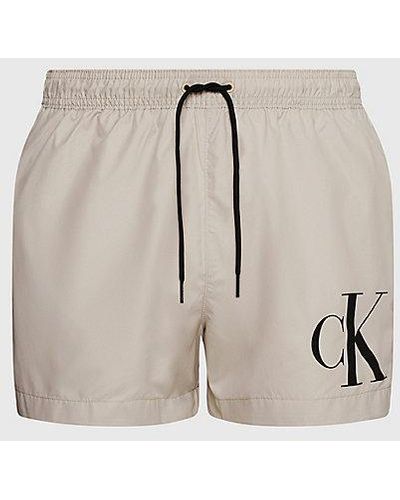 Calvin Klein Korte Zwemshort Met Trekkoord - Ck Monogram - Grijs