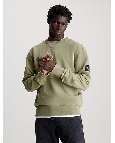 Calvin Klein Gewassen Katoenen Sweatshirt Met Embleem - Groen