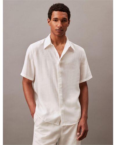 Calvin Klein Textured Classic Button-down Shirt - White