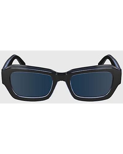 Calvin Klein Aangepaste Rechthoekige Zonnebril Ckj24608s - Blauw