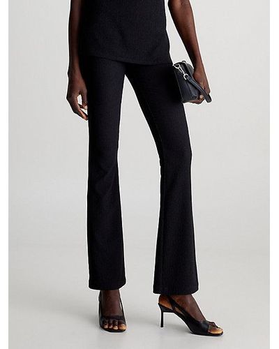 Calvin Klein Uitlopende Slim Pantalon Met Textuur - Zwart