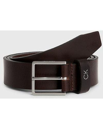 Calvin Klein Leather Belt - - Brown - Men - 90 Cm - Bruin