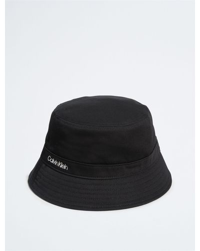 Calvin Klein Standard Logo Cotton Twill Bucket Hat - Black