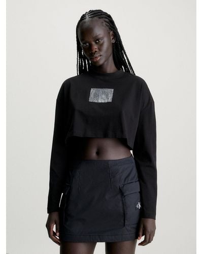 Calvin Klein T-shirt court à manches longues avec logo - Noir