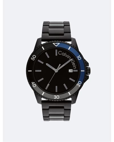 Calvin Klein Notched Bezel H-link Bracelet Watch - Black