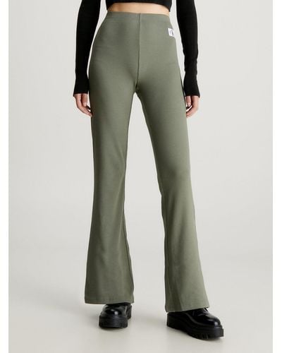 Calvin Klein Straight Ribbed Joggers - Green