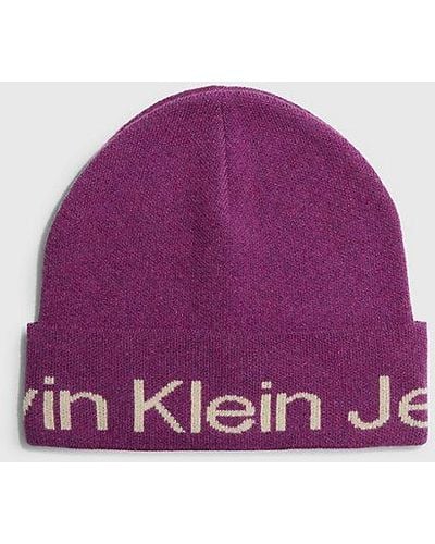 Calvin Klein Logo-Mütze aus Wollgemisch - Lila