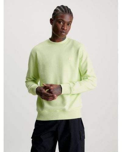 Calvin Klein Sweat-shirt en tissu éponge de coton avec insigne - Vert
