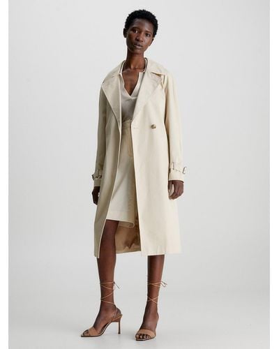 Calvin Klein Twill Trench Coat - Natural