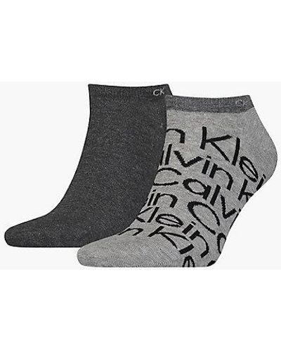 Calvin Klein 2 Pack Logo Ankle Socks - - Grey - Men - 43-46 - Negro