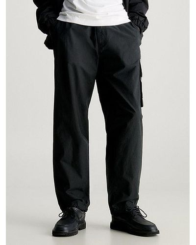 Calvin Klein Pantalones utilitarios de popelín de algodón - Negro