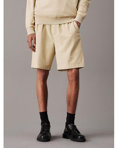 Calvin Klein Textured Cotton Shorts - Natural