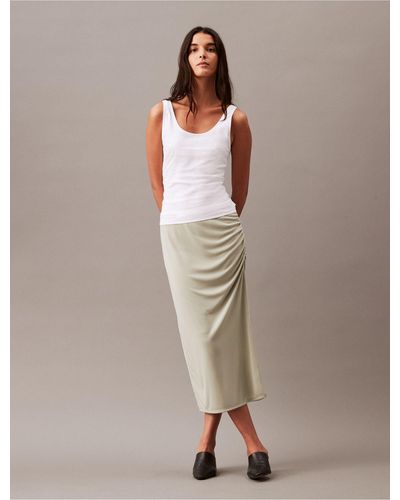 Calvin Klein Refined Jersey Midi Skirt - Brown