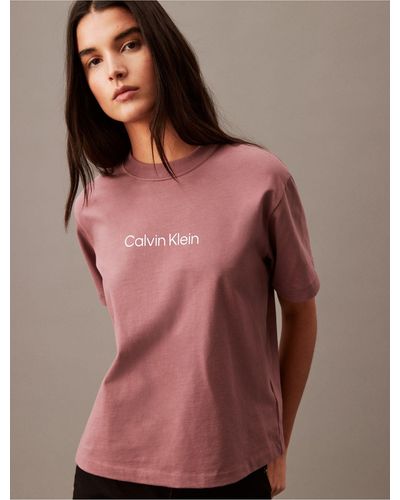 Calvin Klein Relaxed Fit Standard Logo Crewneck T-shirt - Brown