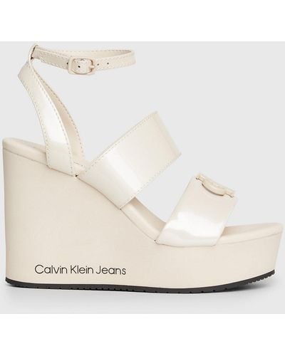 Calvin Klein Platform Wedge Sandals - Natural