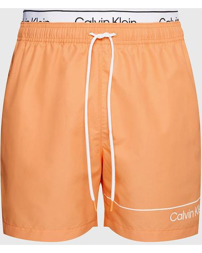 Calvin Klein Double Waistband Swim Shorts - Orange